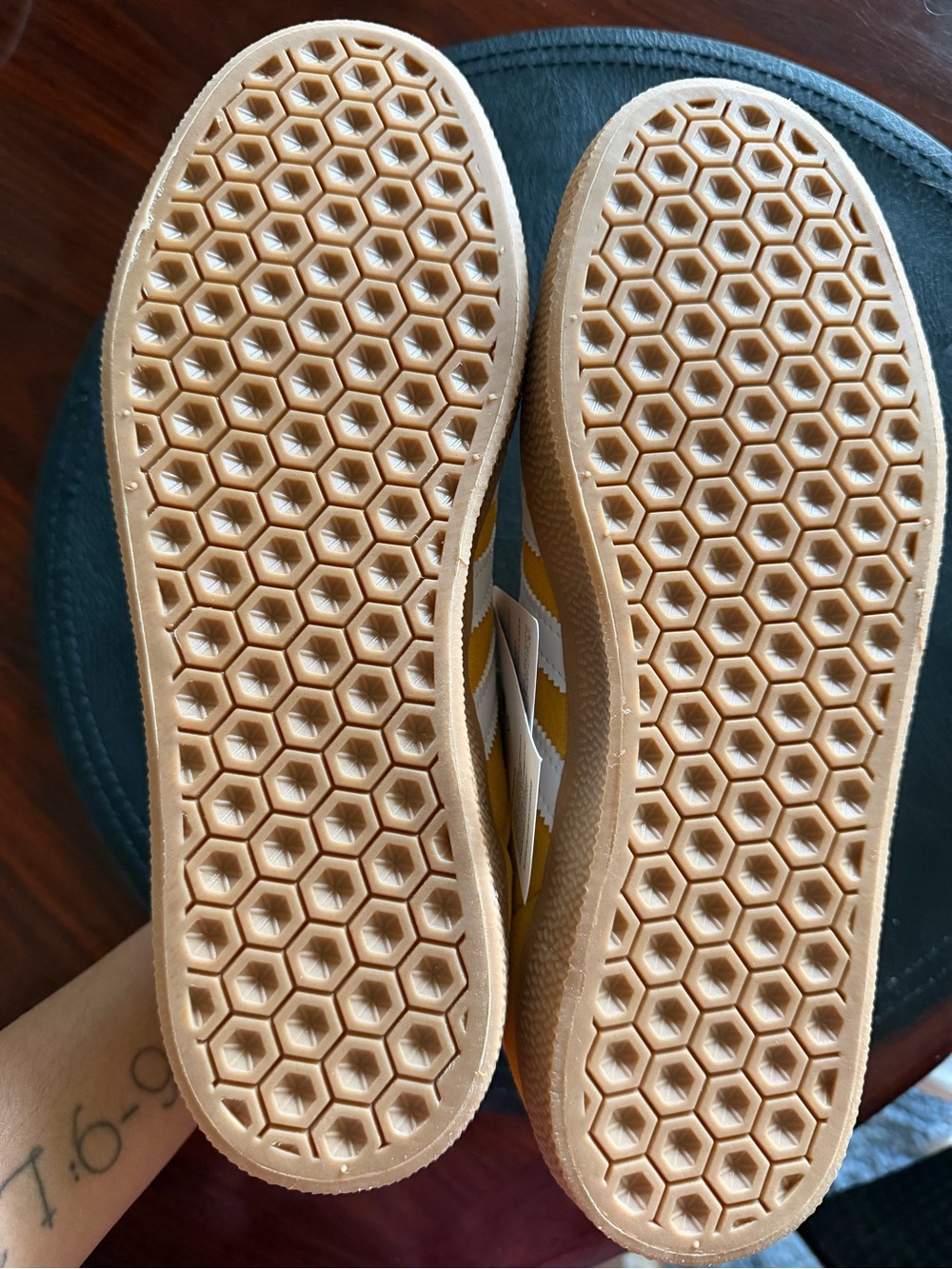 adidas Yellow Suede Sneakers with White Stripes - Picture 4 of 4